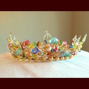 Halloween accessories gold and crystal crown fits all